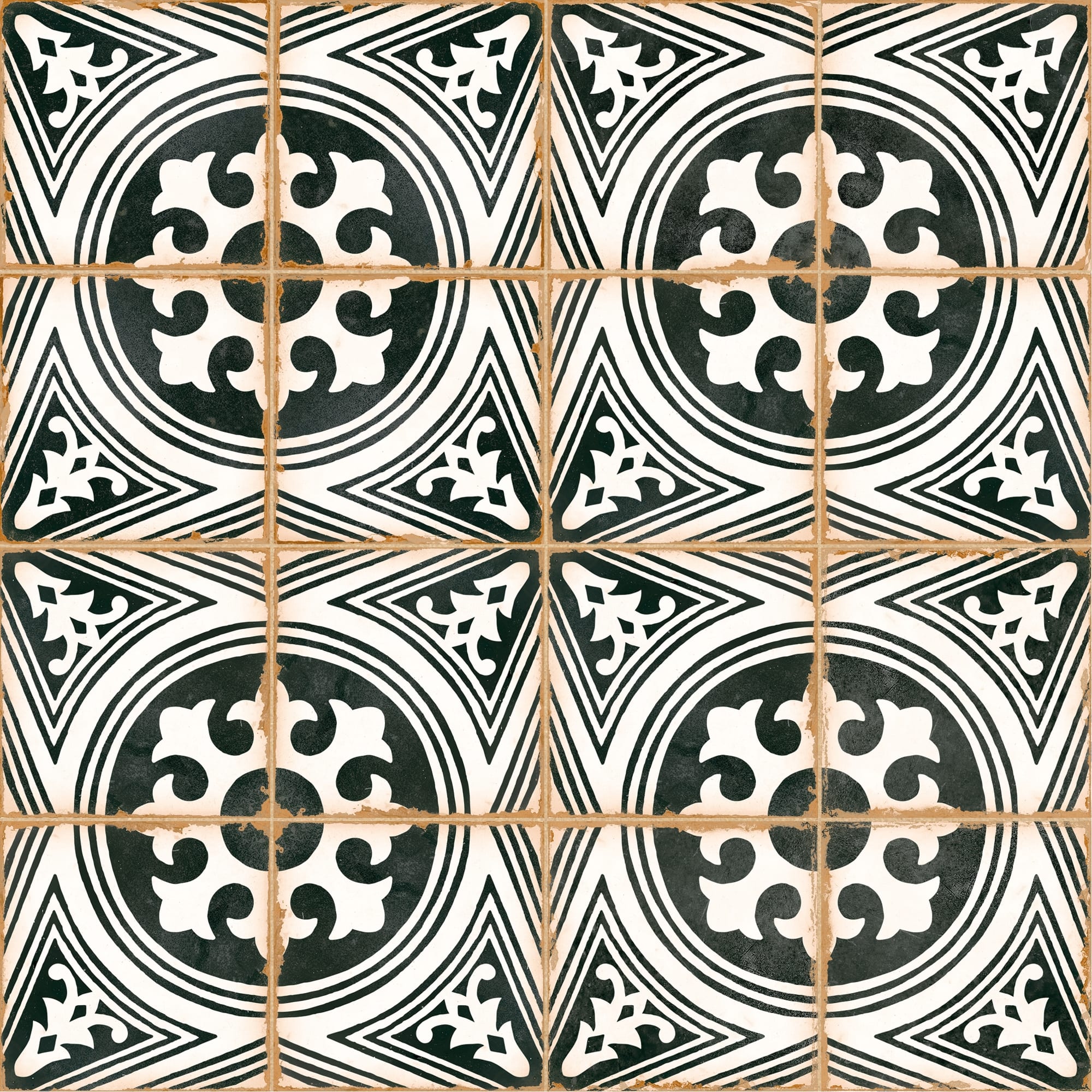 Carrelage effet Carreau ciment Azorel Noir 12,3x12,3x0,87 cm Serano - Sol et mur intérieur Peronda