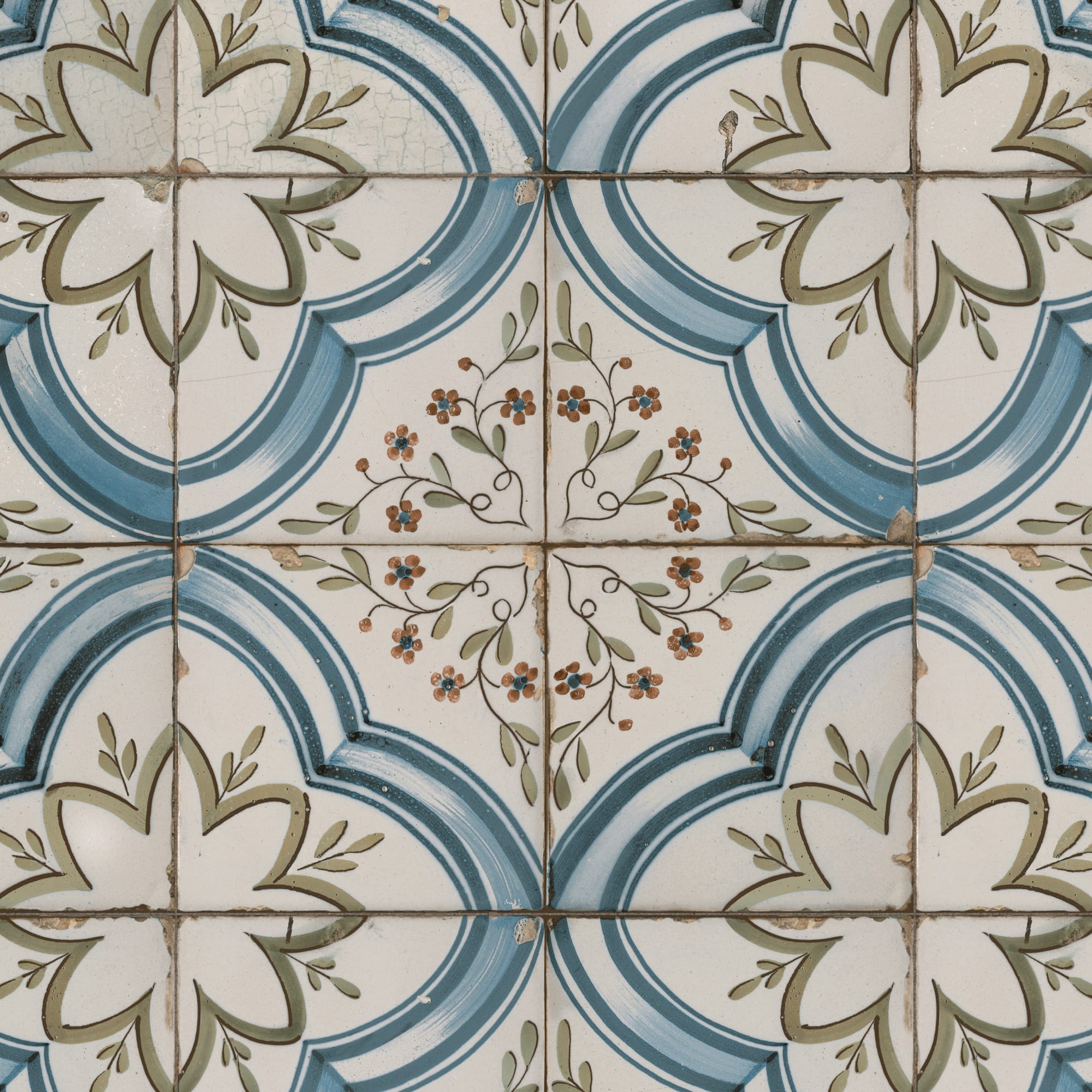Carrelage Vintage effet Carreau ciment Bleu Thera 45x45x0,95 cm Azoria - Sol et mur intérieur Peronda