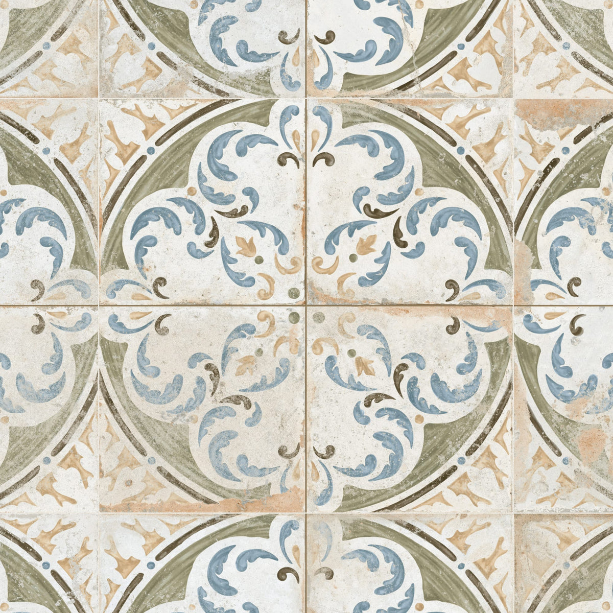 Carrelage Vintage effet Carreau ciment Multicolore Utica 45x45x0,95 cm Velora - Sol et mur intérieur Peronda