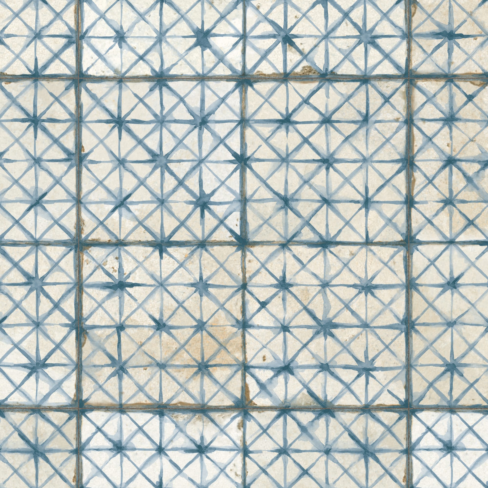 Carrelage Vintage effet Carreau ciment Bleu 45x45x0,95 cm Byblos - Sol et mur intérieur Peronda