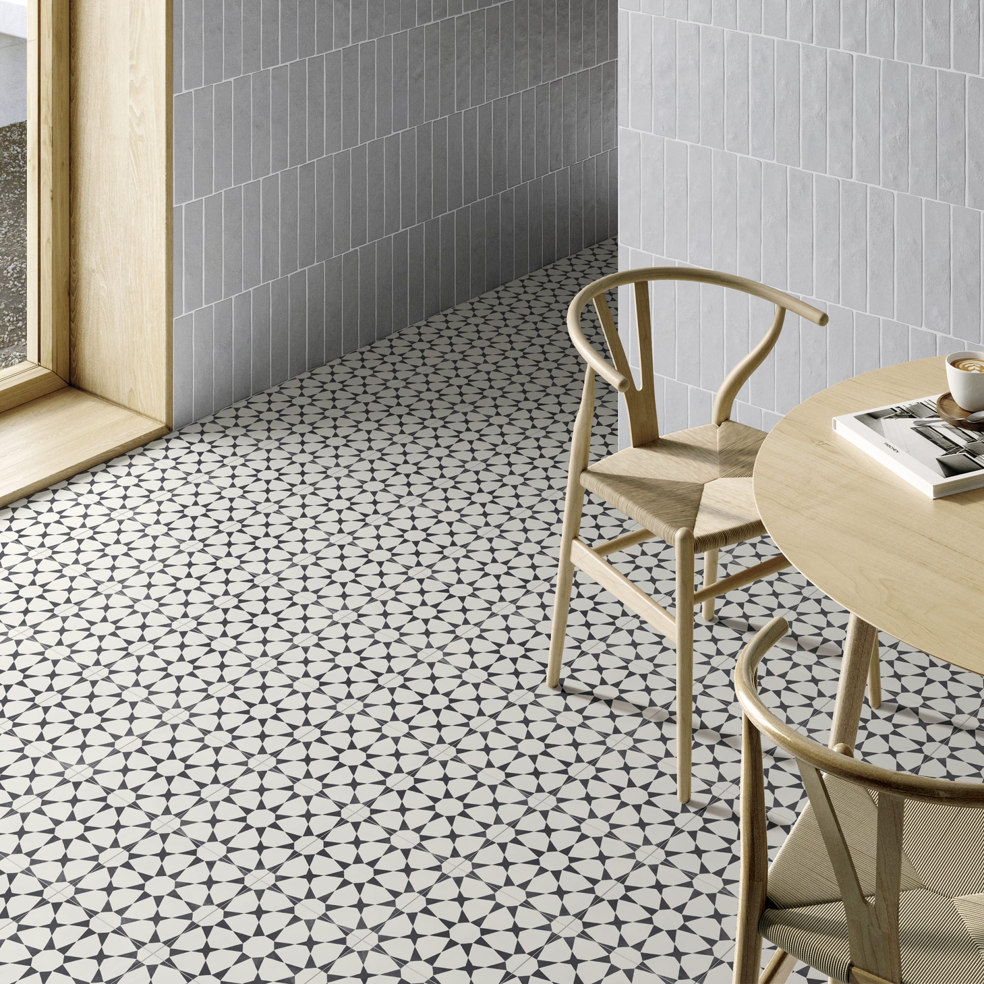 Carrelage effet Carreau ciment Axelis Noir 22,3x22,3x0,9 cm Torilys - Sol et mur intérieur Peronda