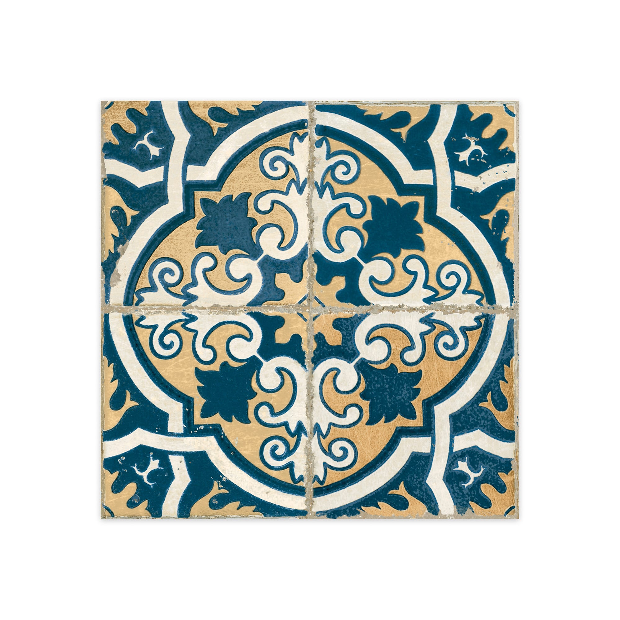 Carrelage Vintage effet Carreau ciment Bleu Ephesos 45x45x0,95 cm Azoria - Sol et mur intérieur Peronda