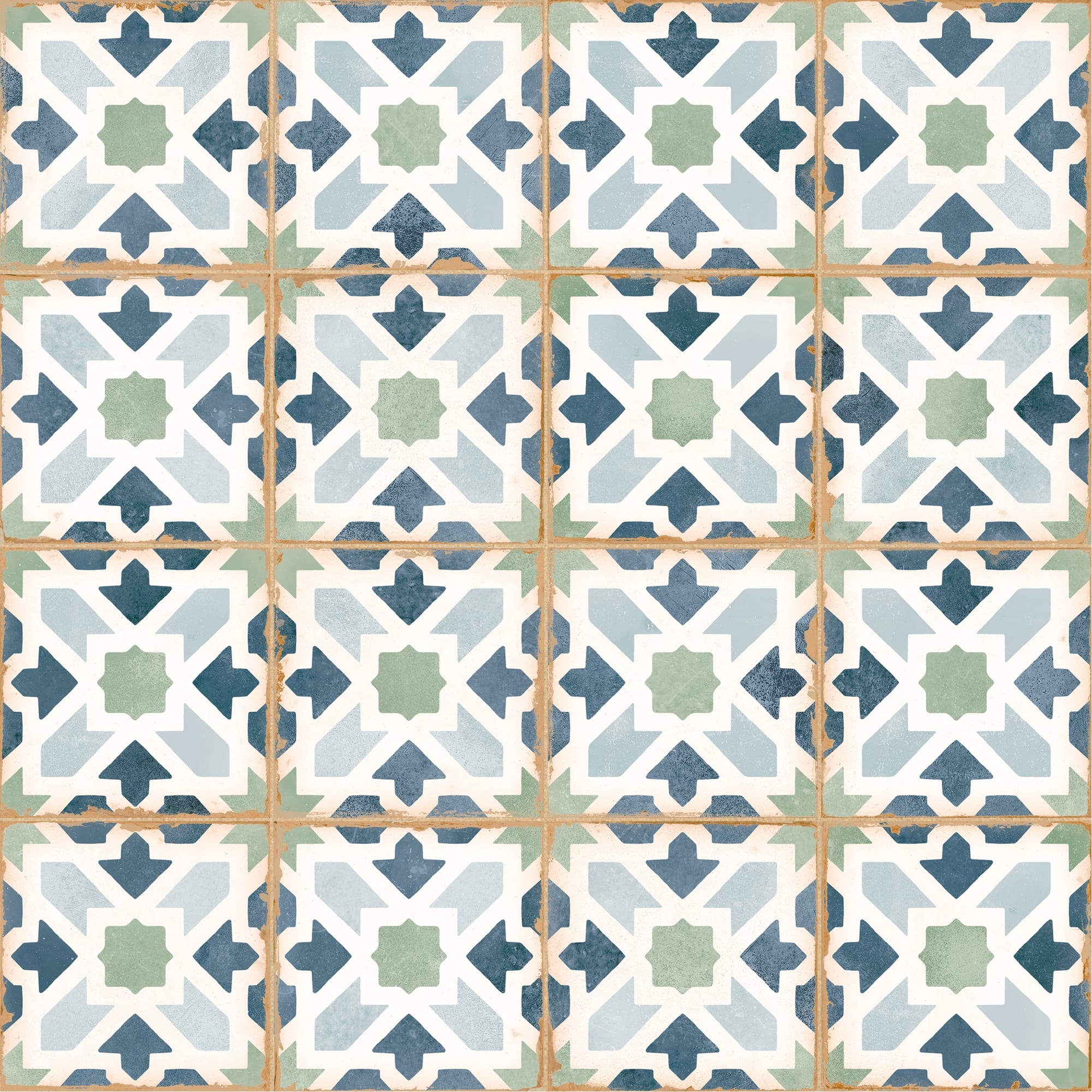 Carrelage effet Carreau ciment Alzari Bleu 12,4x12,4x0,8 cm Serano - Sol et mur intérieur Peronda