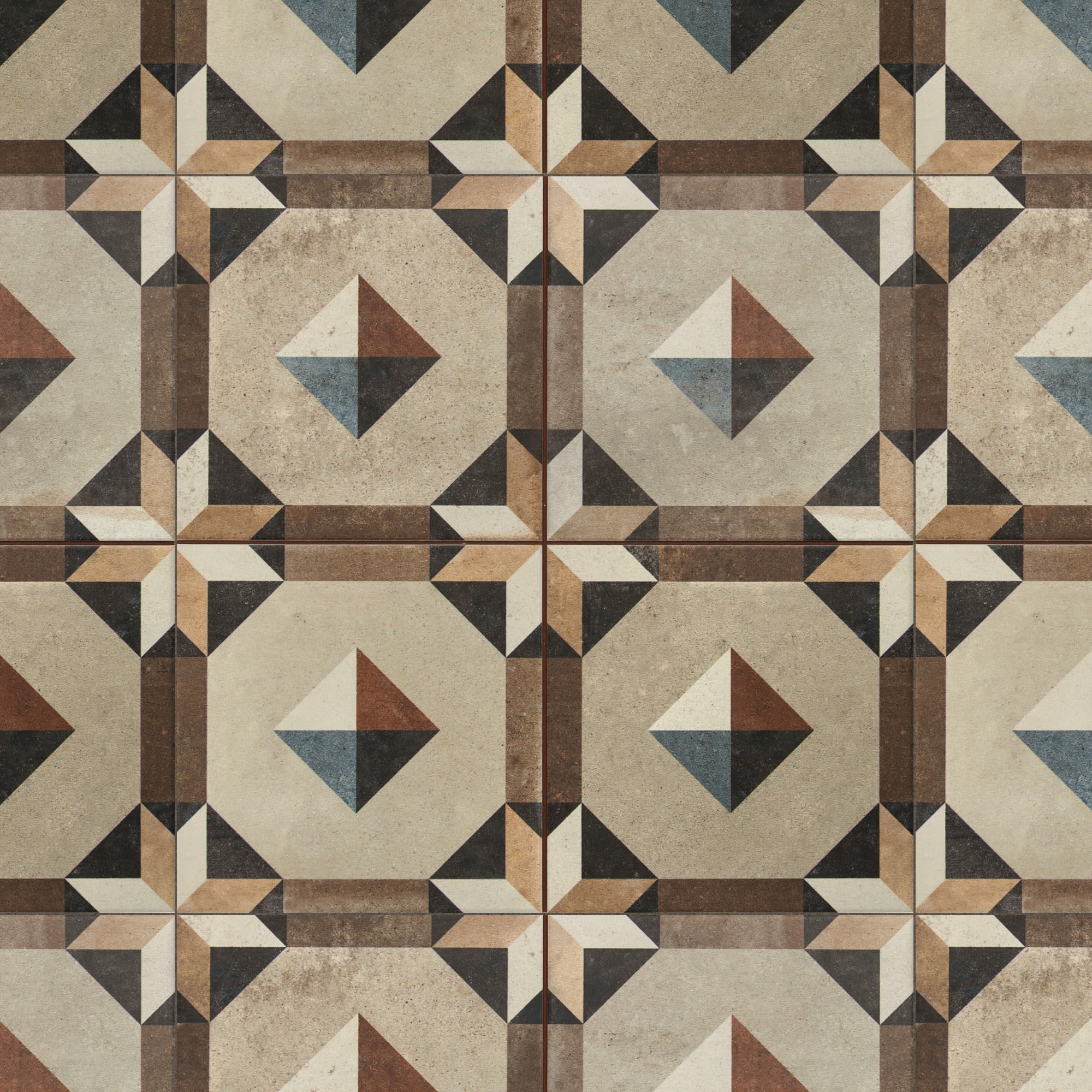 Carrelage Vintage effet Carreau ciment Multicolore Sidon 33x33x0,95 cm Trevora - Sol et mur intérieur Peronda