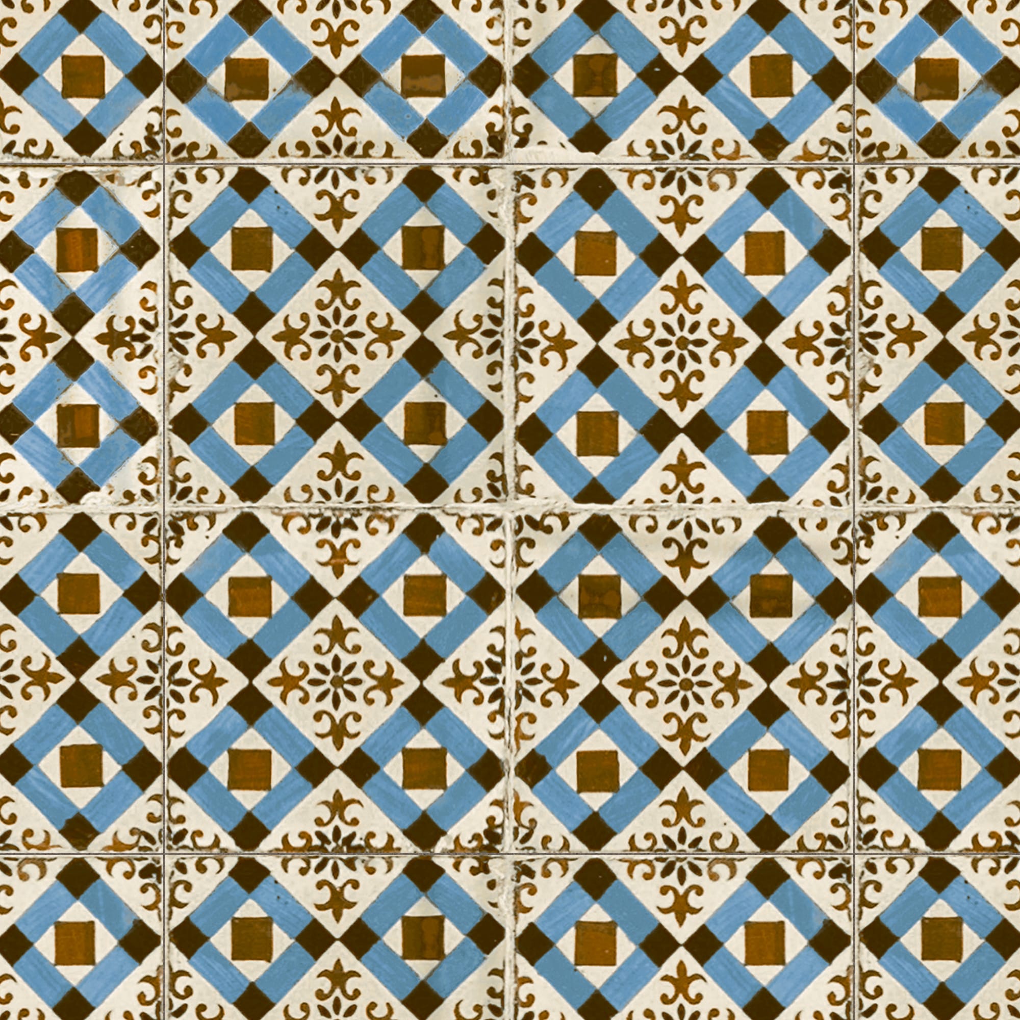 Carrelage Vintage effet Carreau ciment Bleu Knossos 45x45x0,95 cm Azoria - Sol et mur intérieur Peronda