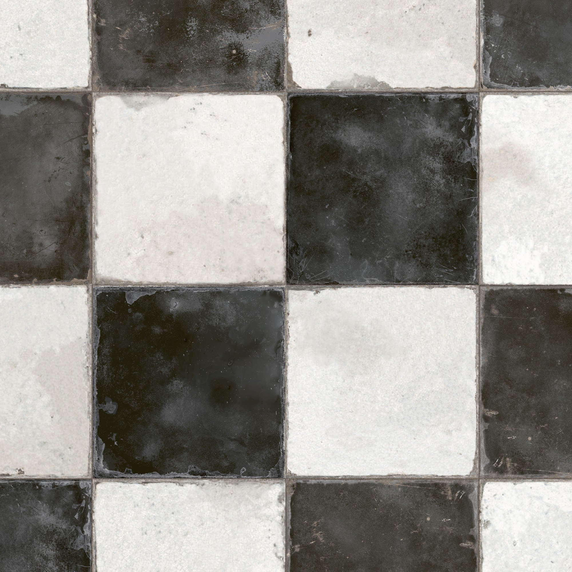 Carrelage Vintage effet Carreau ciment Noir Damier 45x45x0,95 cm Rovessa - Sol et mur intérieur Peronda