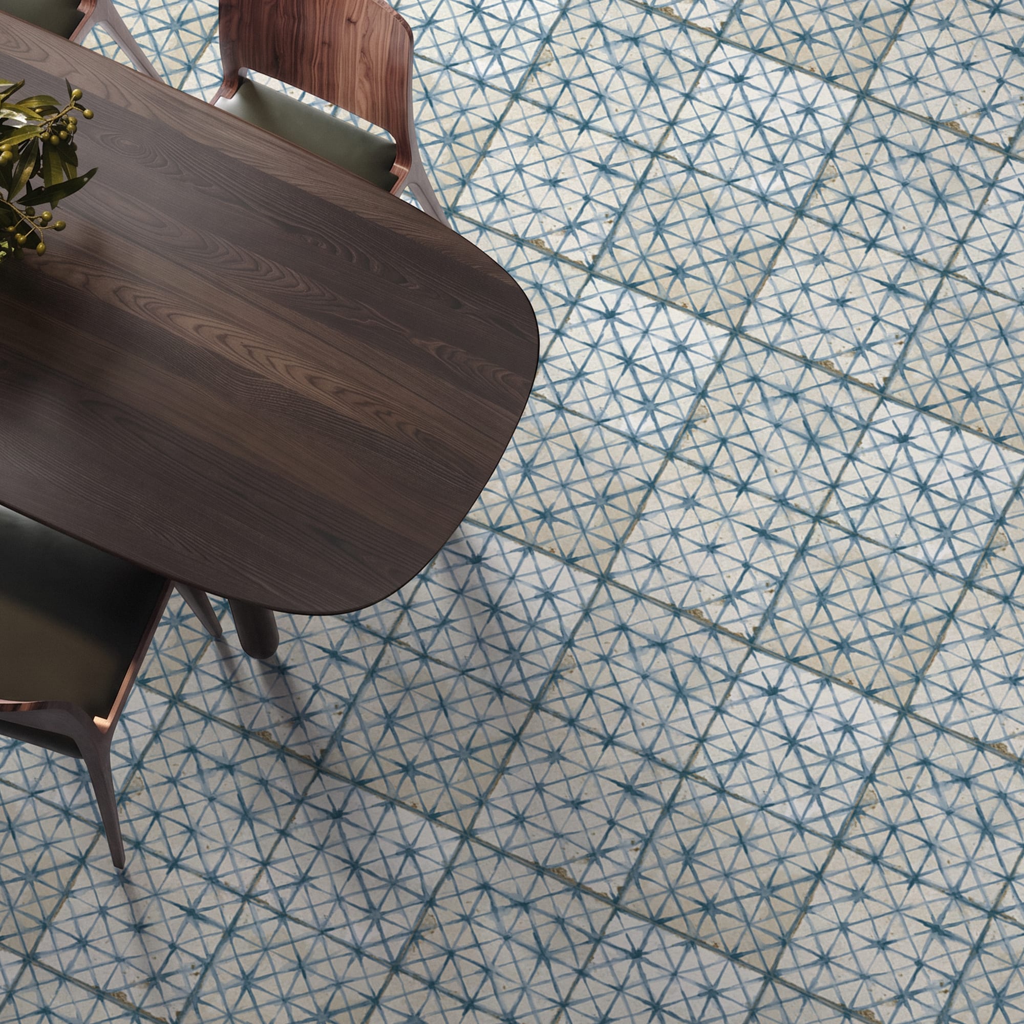 Carrelage Vintage effet Carreau ciment Bleu 45x45x0,95 cm Byblos - Sol et mur intérieur Peronda