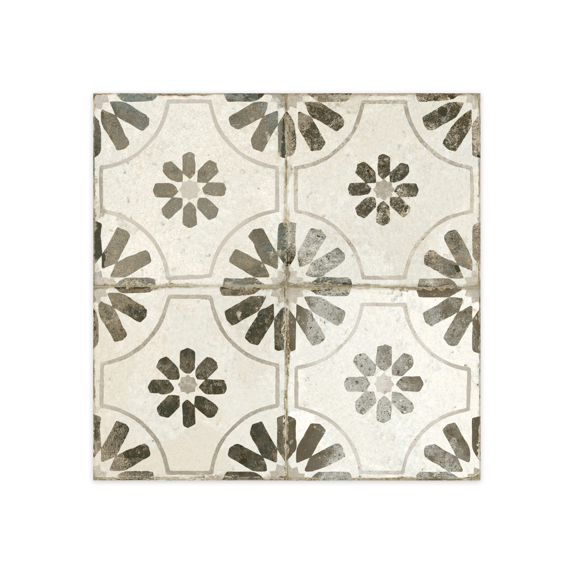 Carrelage Vintage effet Carreau ciment Noir 45x45x0,95 cm Selvara - Sol et mur intérieur Peronda