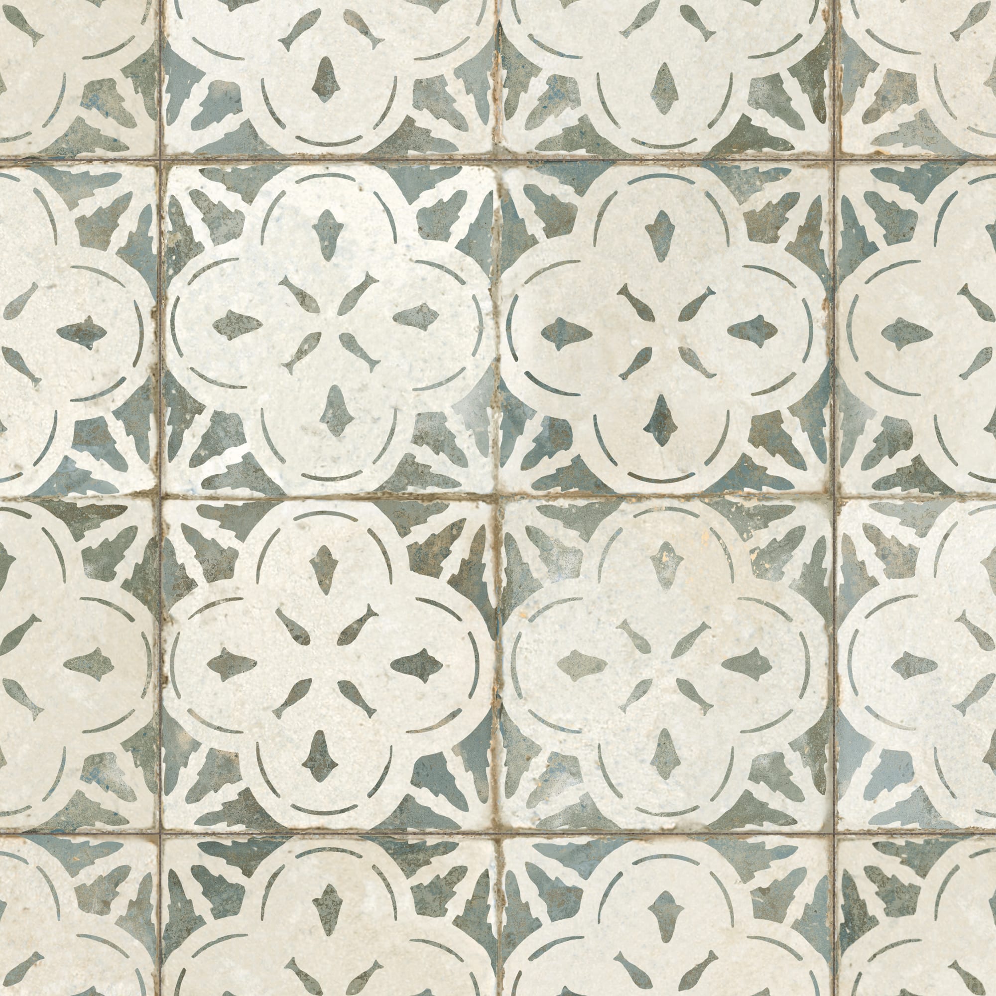 Carrelage Vintage effet Carreau ciment Vert 45x45x0,95 cm Calenza - Sol et mur intérieur Peronda