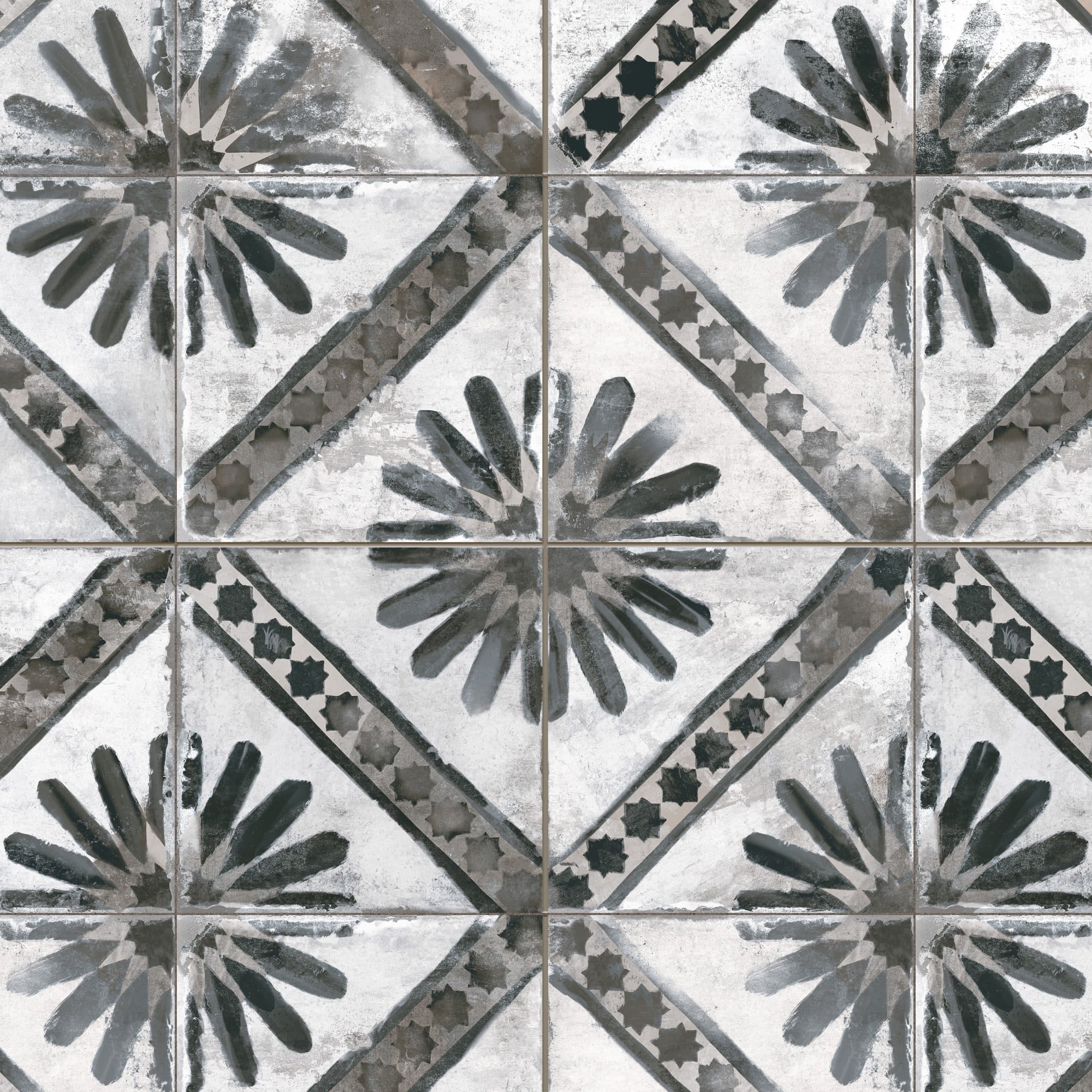 Carrelage Vintage effet Carreau ciment Gris 45x45x0,95 cm Solaria - Sol et mur intérieur Peronda