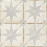 Carrelage Vintage effet Carreau ciment 3D Etoile Blanche et Fond Blanc 22,3x22,3x0,9 cm Sparta - Sol et mur intérieur
