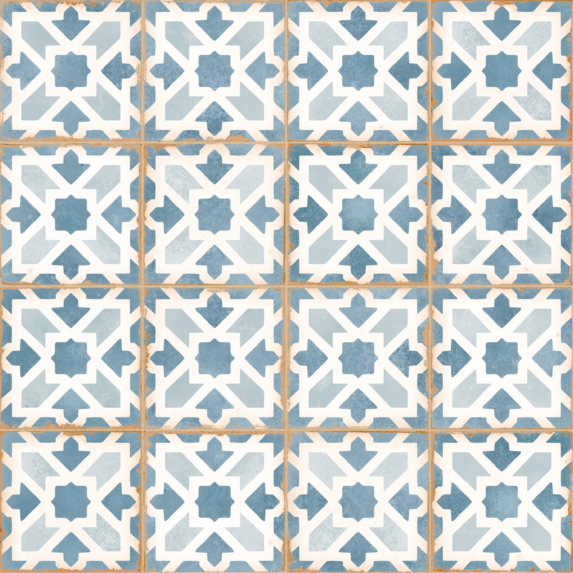Carrelage effet Carreau ciment Alzari Bleu 12,4x12,4x0,8 cm Serano - Sol et mur intérieur Peronda