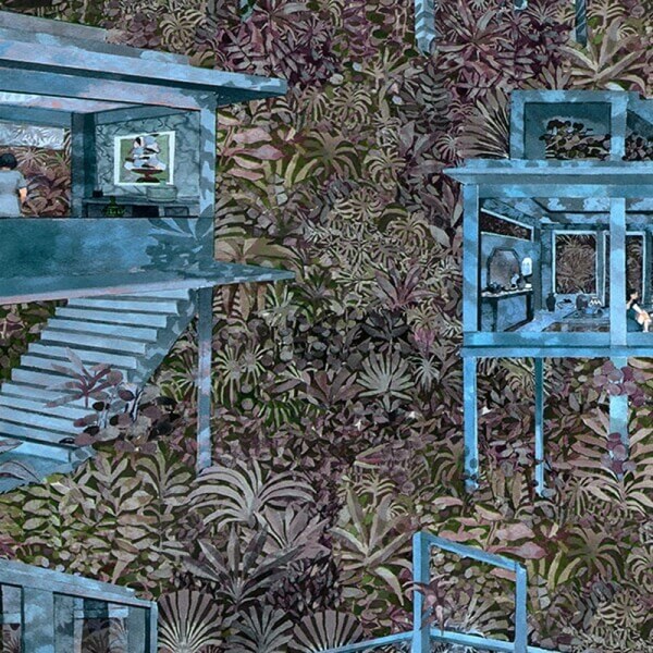 Revêtement mural Palafitas Amazonia Arte Azure - réf. 97582