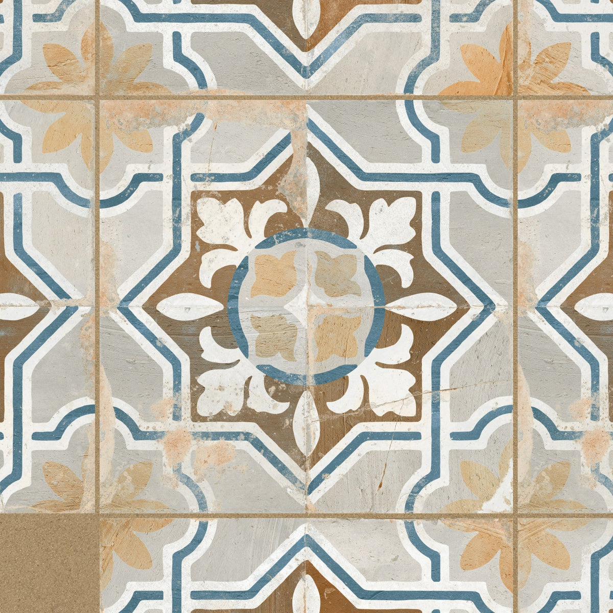 Carrelage Vintage effet Carreau ciment Multicolore Ostia 45x45x0,95 cm Rosaria - Sol et mur intérieur Peronda