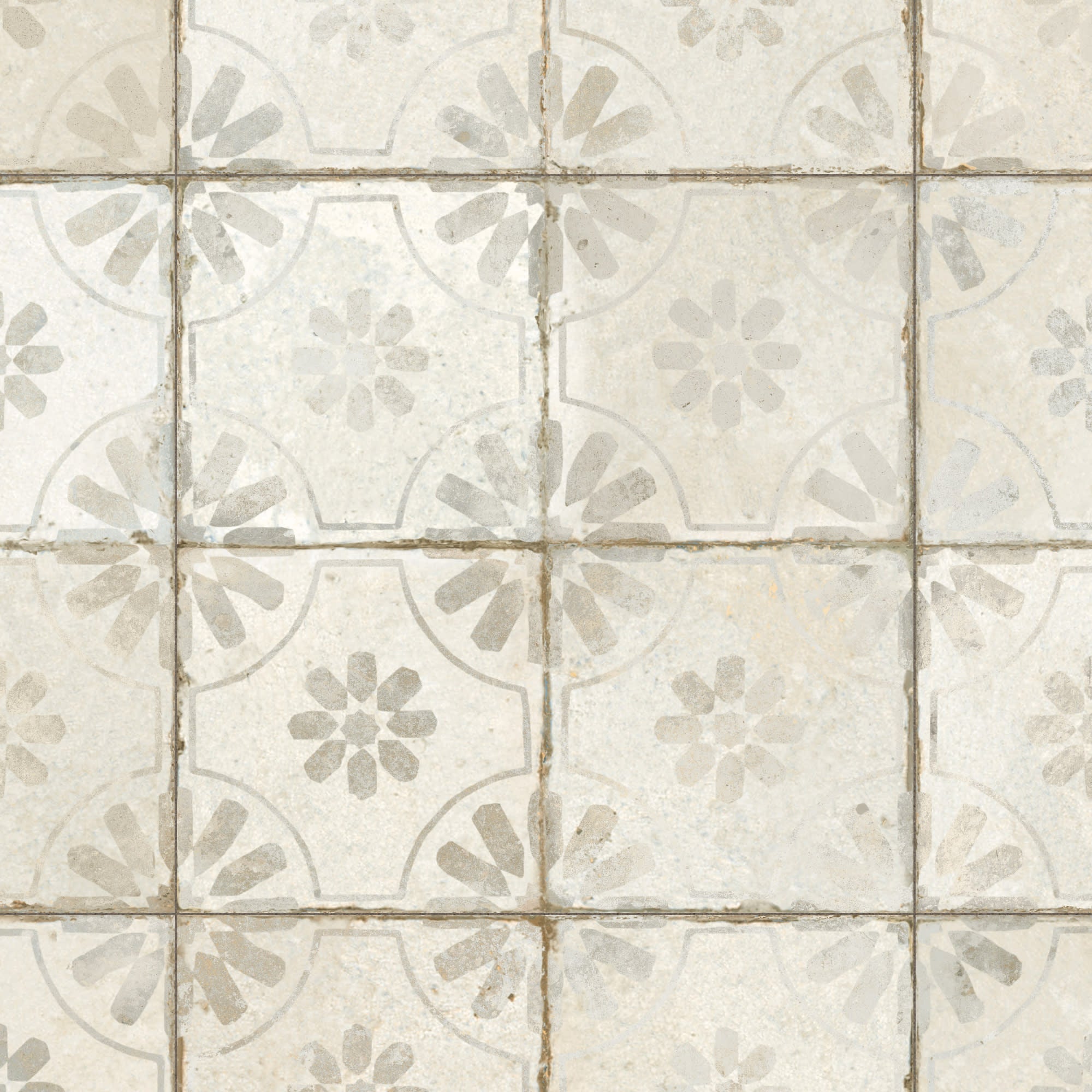 Carrelage Vintage effet Carreau ciment Blanc 45x45x0,95 cm Selvara - Sol et mur intérieur Peronda