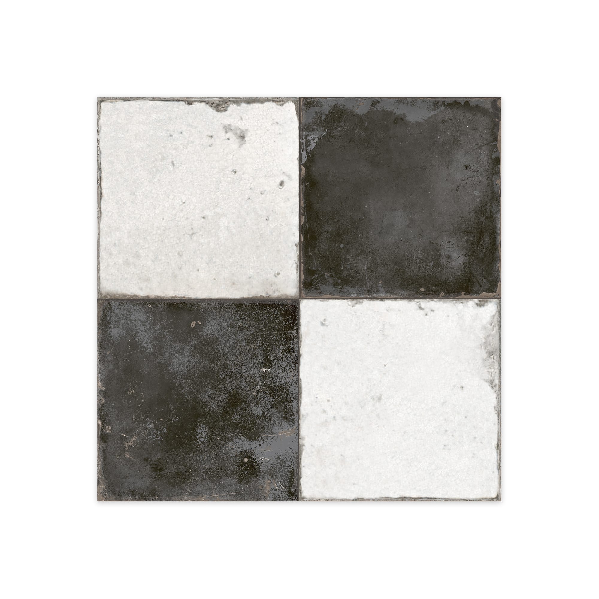 Carrelage Vintage effet Carreau ciment Noir Damier 45x45x0,95 cm Rovessa - Sol et mur intérieur Peronda