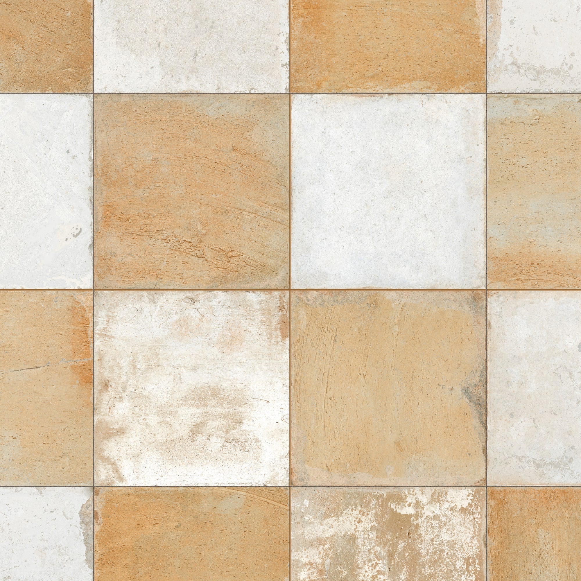 Carrelage Vintage effet Carreau ciment Jaune Damier 45x45x0,95 cm Rosaria - Sol et mur intérieur Peronda