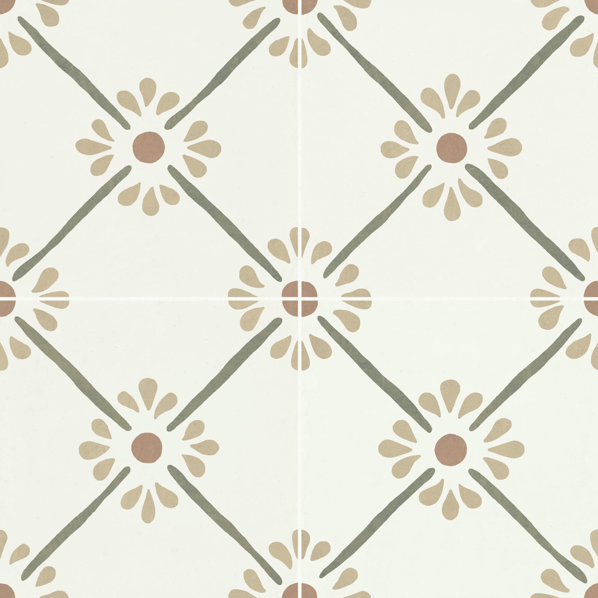 Carrelage effet Carreau ciment Luneria Vert 22,3x22,3x0,9 cm Proviel - Sol et mur intérieur Peronda