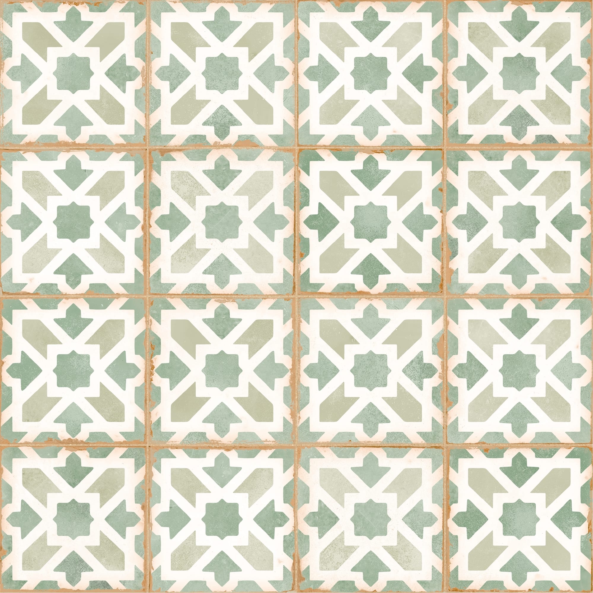Carrelage effet Carreau ciment Alzari Vert 12,4x12,4x0,8 cm Serano - Sol et mur intérieur Peronda
